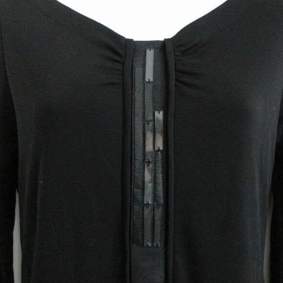 NWT PIAZZA SEMPIONE Black Long Sleeve Jersey Lucite Detail Dress 42/8 - Picture 3 of 6